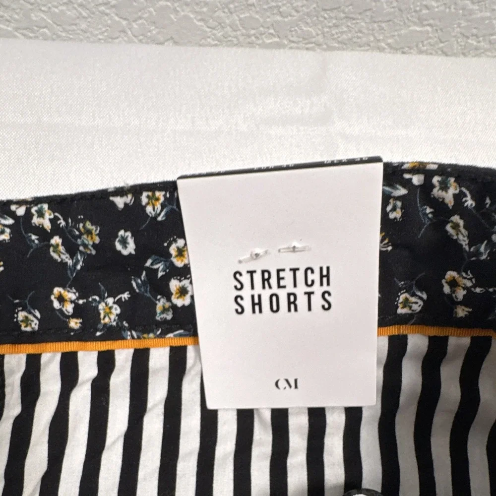 Cactus Man Ricky Singh Navy Palm Tree Print Stretch Chino Shorts Pockets